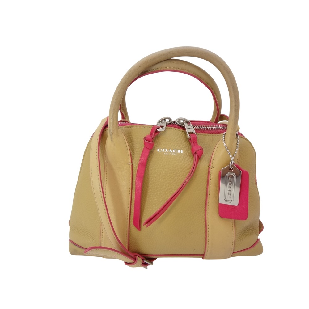 Coach Bleeker Satchel Tan Pink Pebbled Leather Crossbody Bag